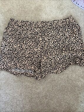 Nine West Leopard-Print Athletic Lounge Shorts - Beige & Black